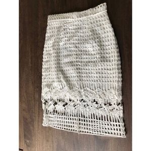 Aqua White Lace Pencil Skirt